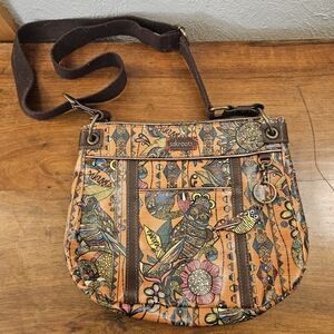 Sakroots Artist Circle Peace Spirit Desert Owl Crossbody Bag Coated Canvas